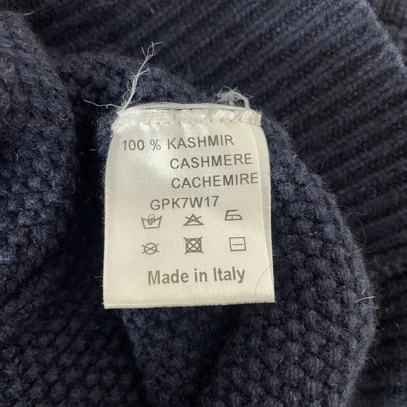 Greg Pier Mens Navy Blue Cashmere V-Neck High Neck Pullover Sweater Italy - Picture 15 of 15